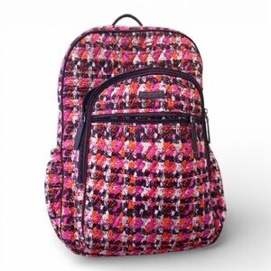 Vera Bradley Backpack in Pink and Orange Houndstooth Pattern